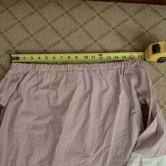 Kate Michael Jensen off shoulder pink button down shirt w ruffle sleeves NWOT S - Picture 5 of 8